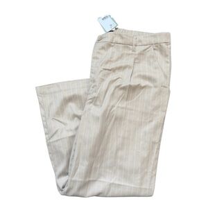 NEW H&M Divided Beige Tan Striped High Waist Wide Leg Trousers Dress Pants XXL